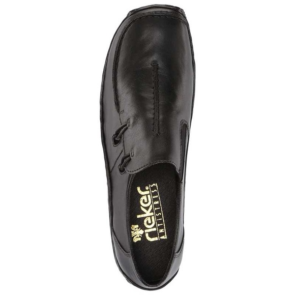 Rieker Shoes - Rieker Black Leather Slip-On Casual Loafers